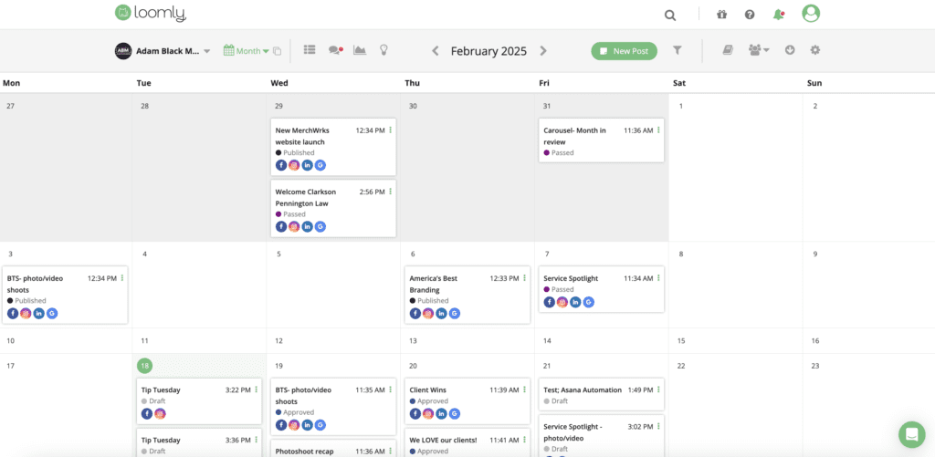 social media management calendar